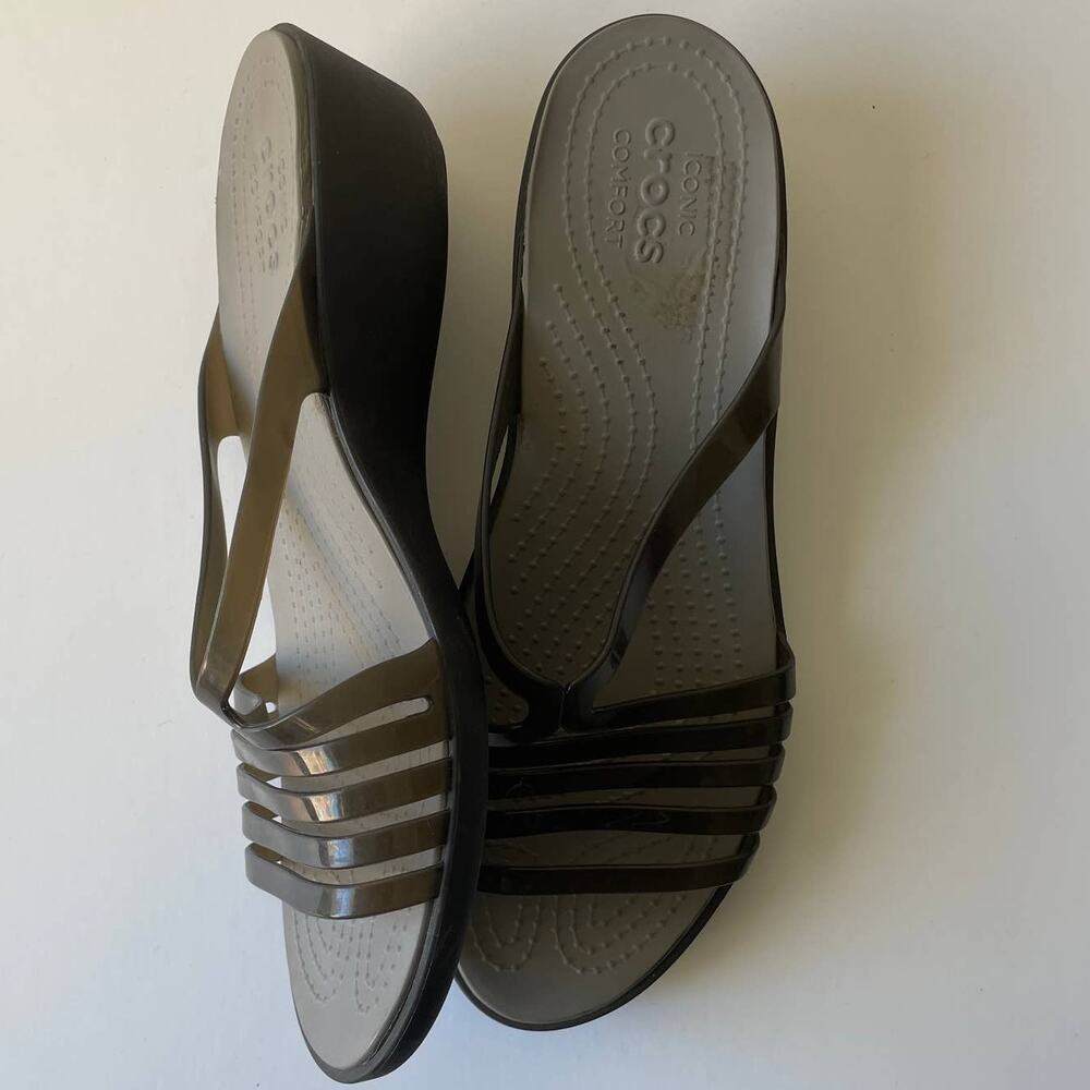 Crocs Dark Gray Iconic Strappy sandals - Size 11W - Picture 5 of 13